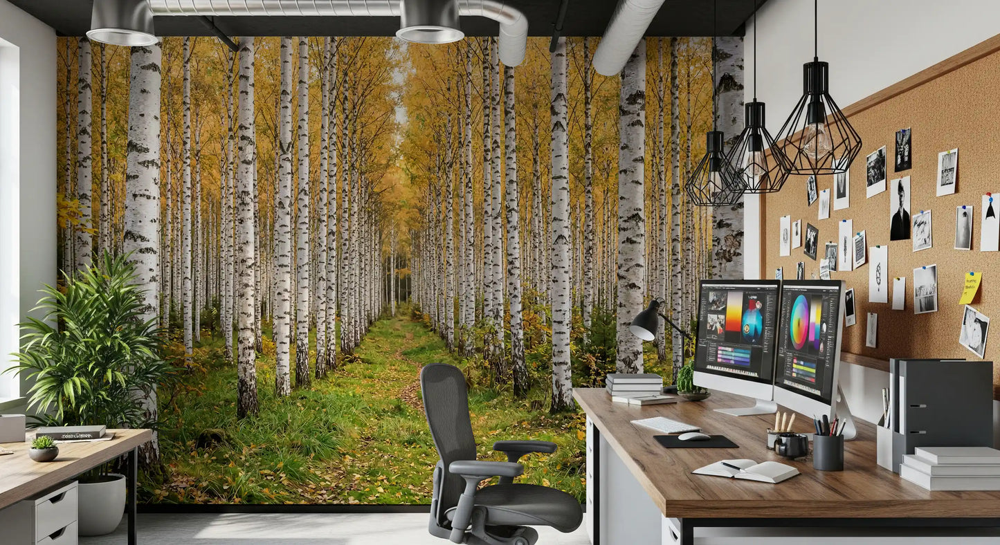 Autumnal Birch Haven Wall Mural