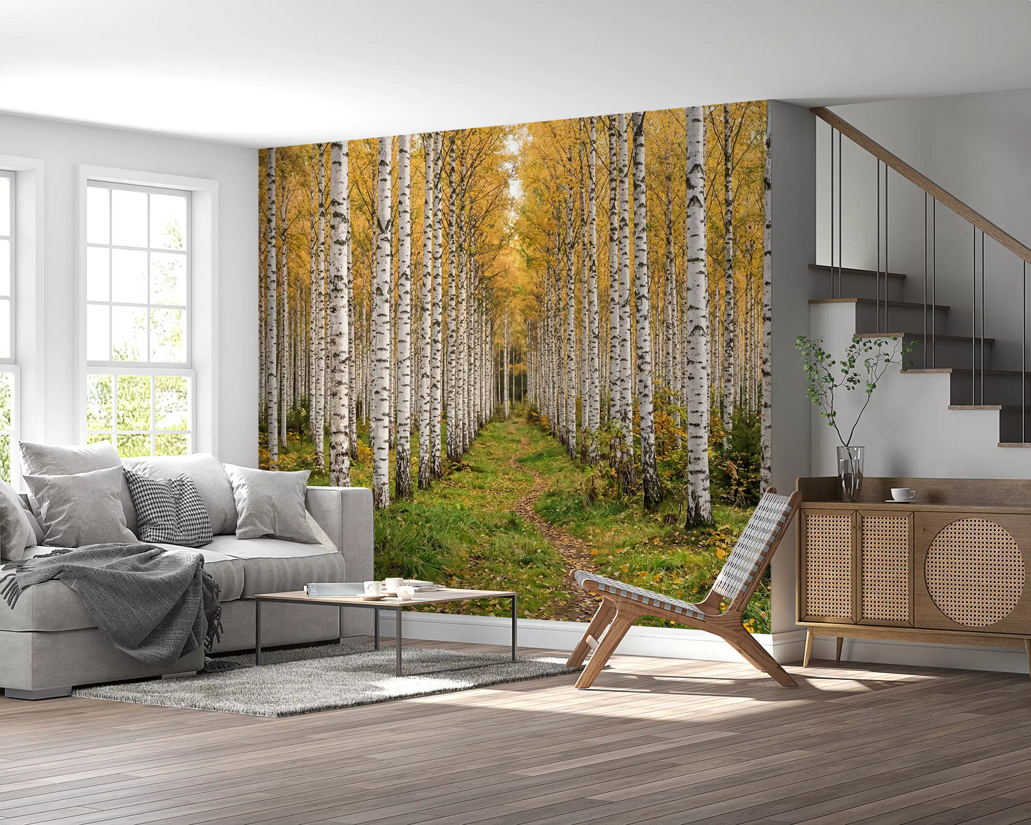 Autumnal Birch Haven Wall Mural