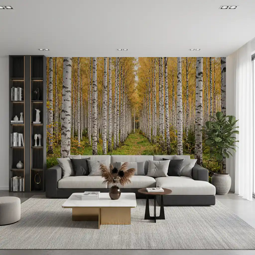 Autumnal Birch Haven Wall Mural