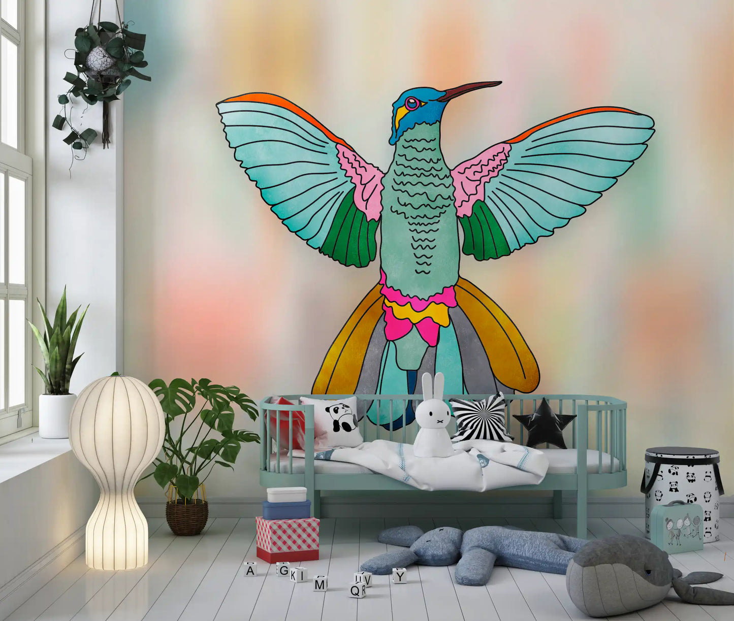 Rainbow hummingbird Wall Mural