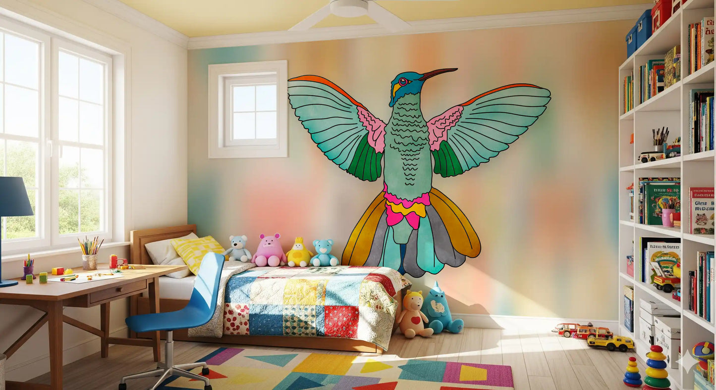 Rainbow hummingbird Wall Mural