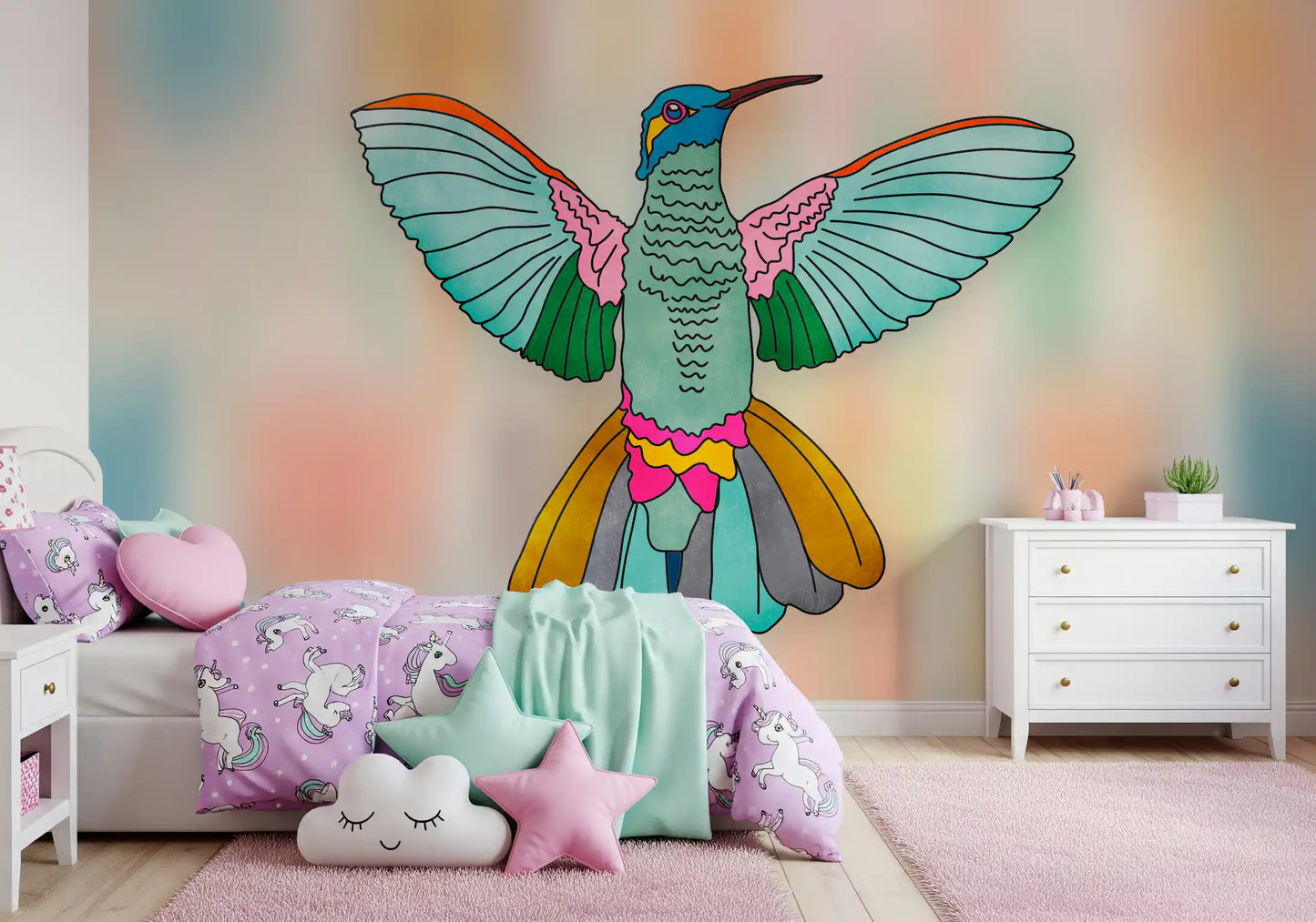 Rainbow hummingbird Wall Mural