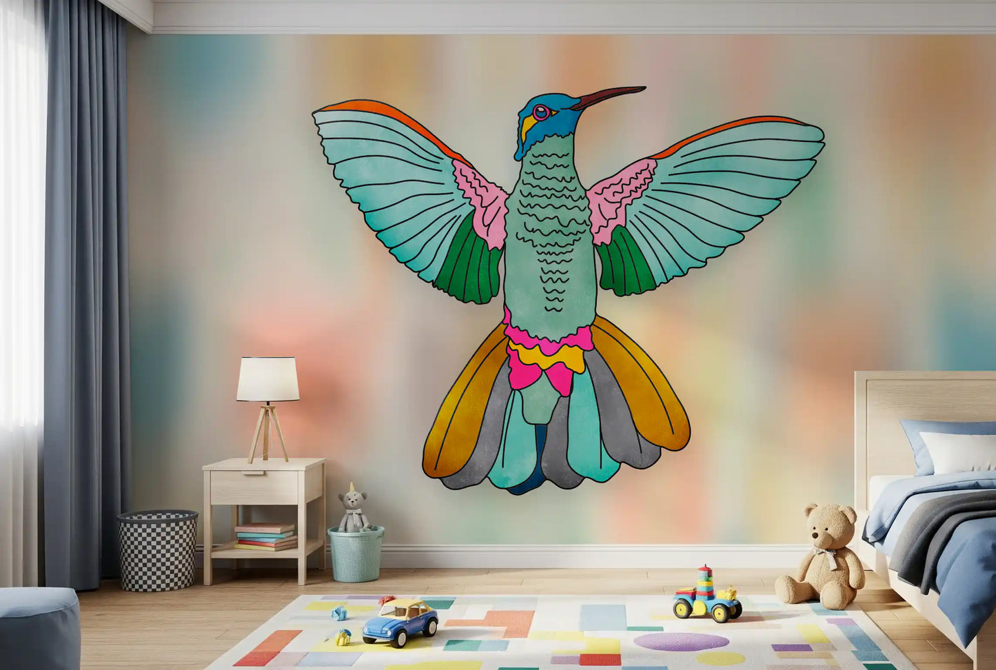 Rainbow hummingbird Wall Mural