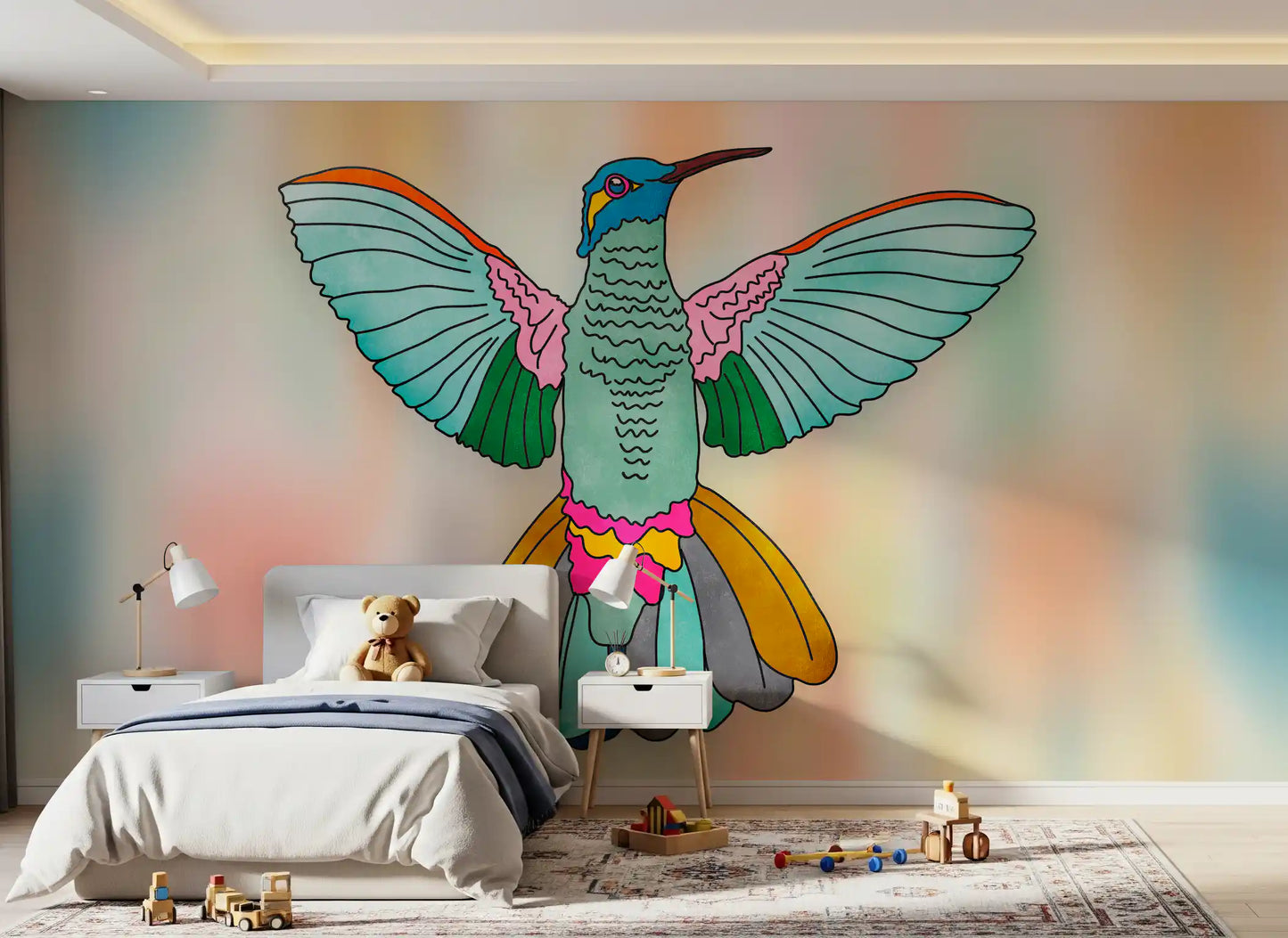 Rainbow hummingbird Wall Mural