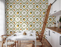 Mediterranean Harvest wallpaper in a stylish kitchen