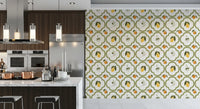 Mediterranean Harvest wallpaper in a cafe-style kitchen