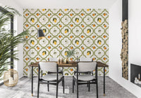 Decor wallpaper in a sunlit breakfast area