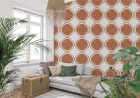 Earthy Mediterranean wallpaper shaping a focused home office atmosphere