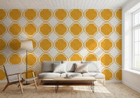 Quatrefoil yellow pattern wallpaper used in Hallway vertical surface