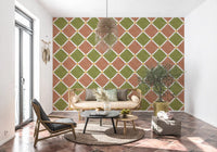 Spanish style wallpaper fits perfectly inside a rustic living room.