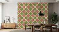 Rustic diamond wallpaper exhibits a speckled surface finish.