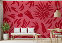 Blush leaf dance wall mural framing a Entryway with soft red fronds