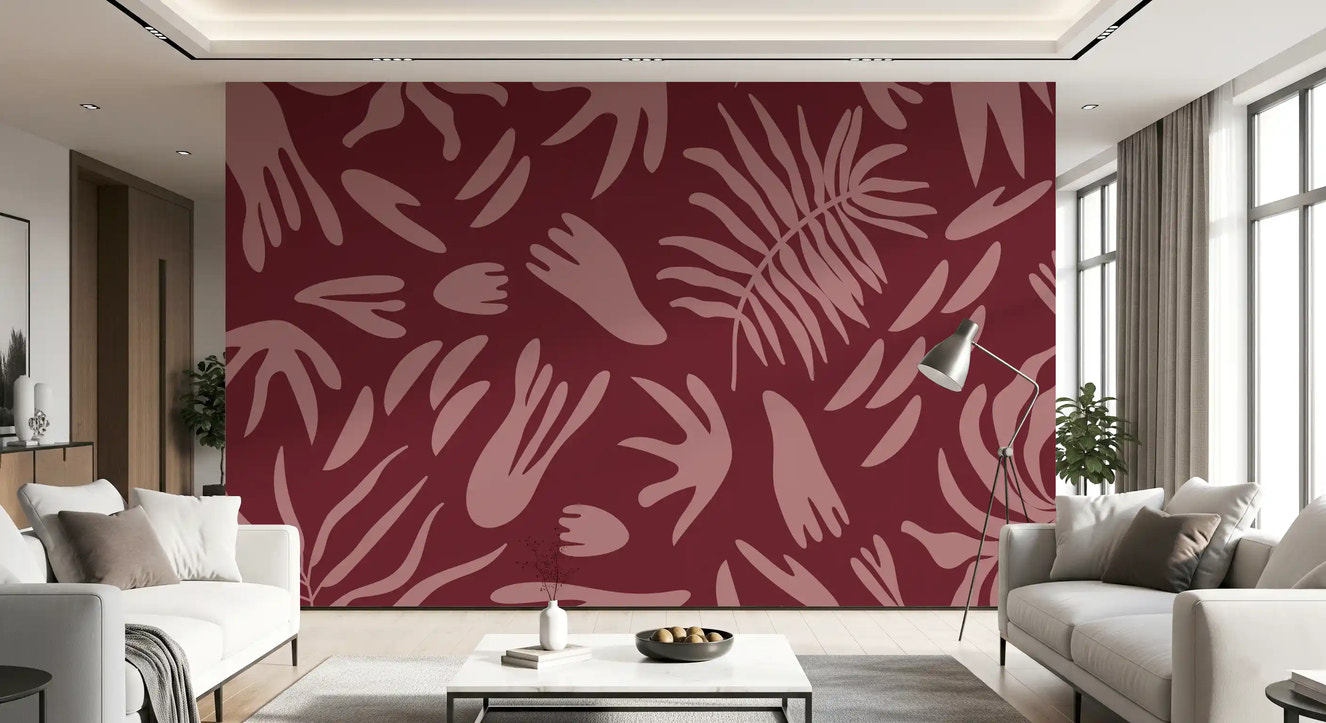 Maroon Bloom Abstract Wall Mural