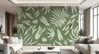 Nature-inspired wall mural with flowing organic forms