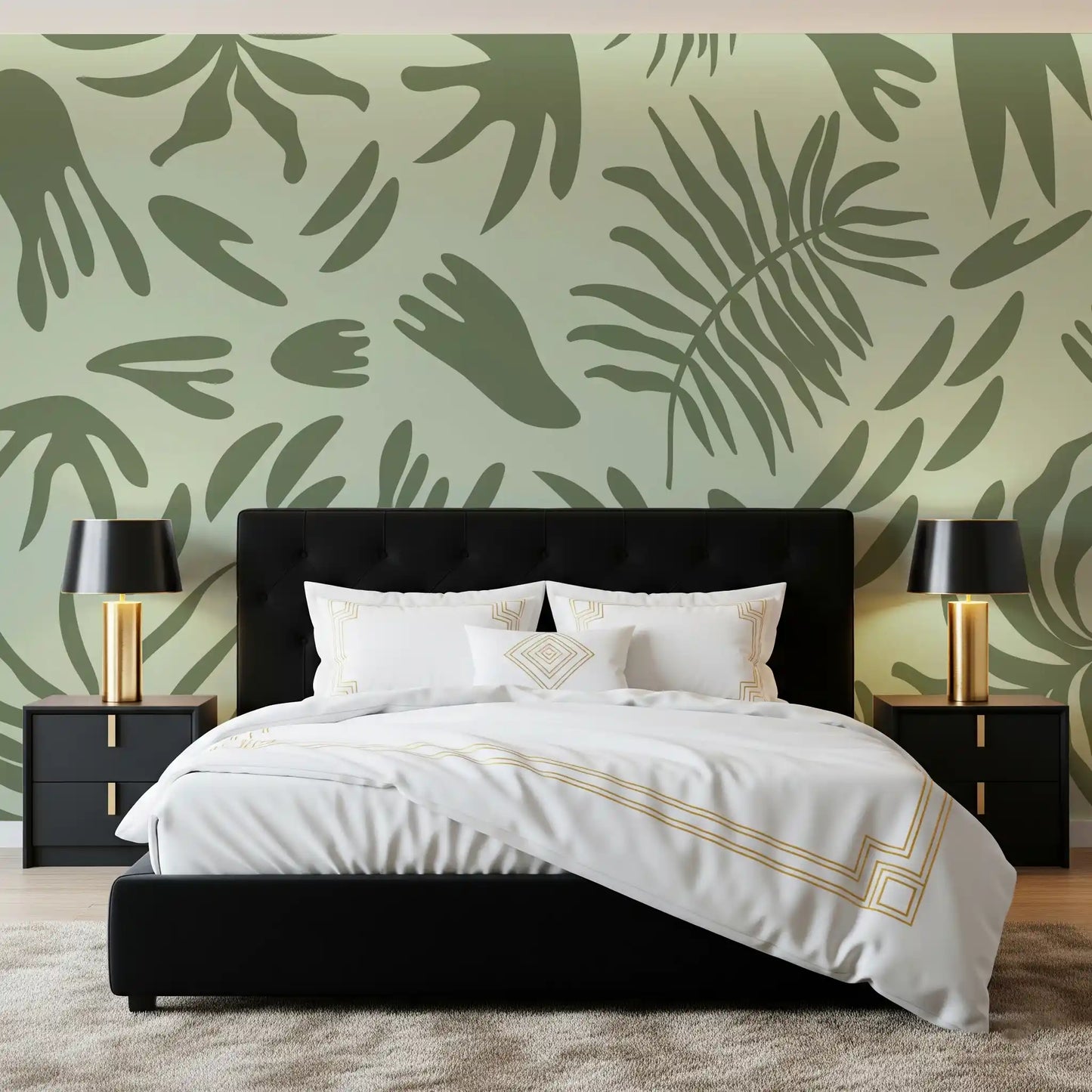 Nature-inspired wall mural with flowing leaf Harmony.