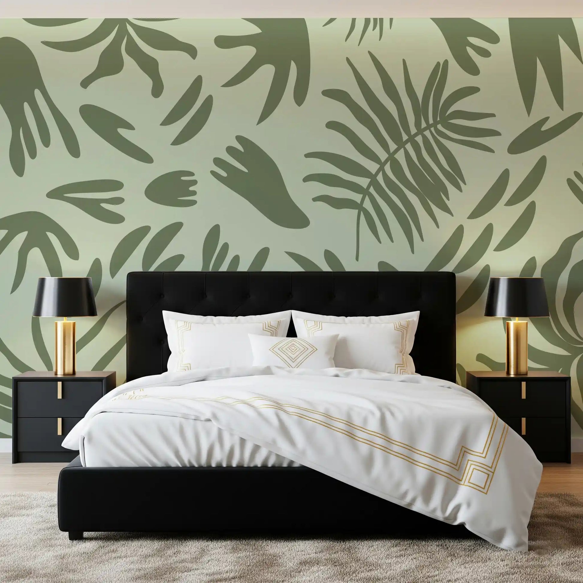 Nature-inspired wall mural with flowing leaf Harmony.
