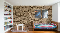 Nordic woodland wall mural beige brown wildlife forest illustration