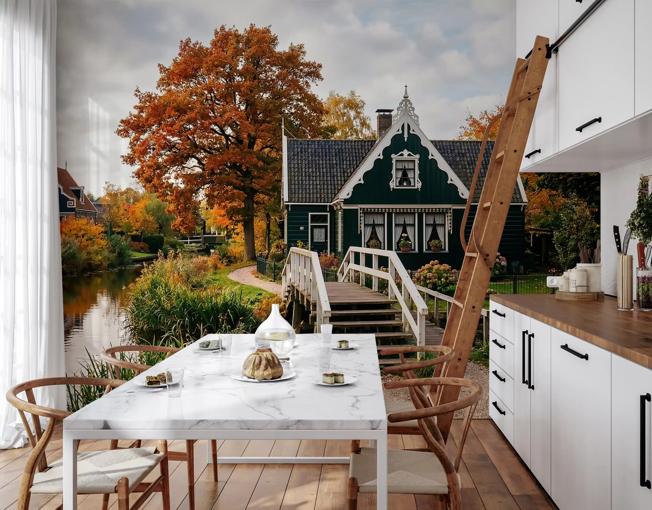 Dutch Autumn Canal Charm Wall Mural
