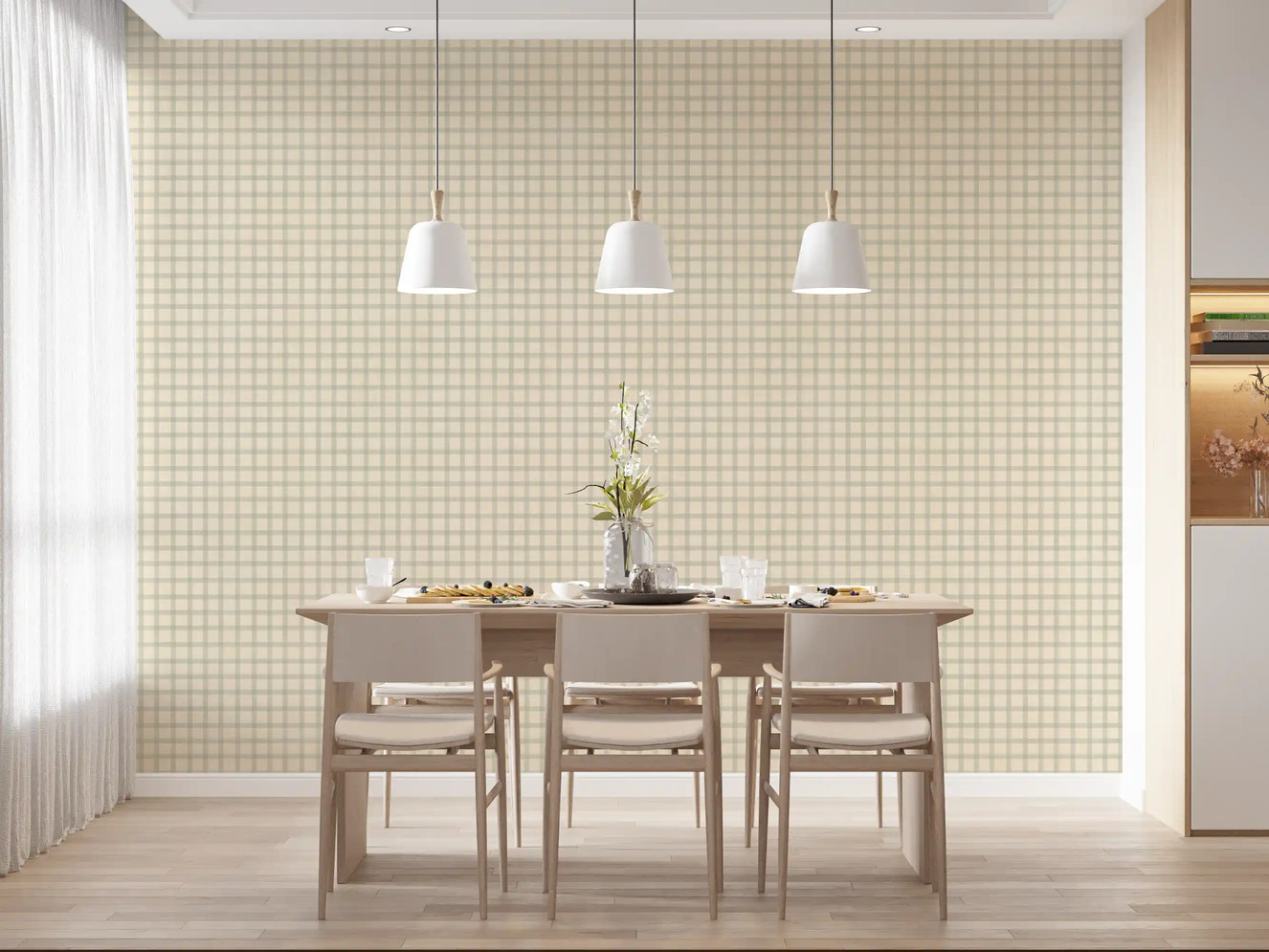 Soft Gingham On Canvas Muted Wallpaper⁠
