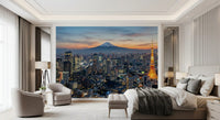 For the Bedroom, a Tokyo sunset wall mural pairs city energy with Fuji calm views