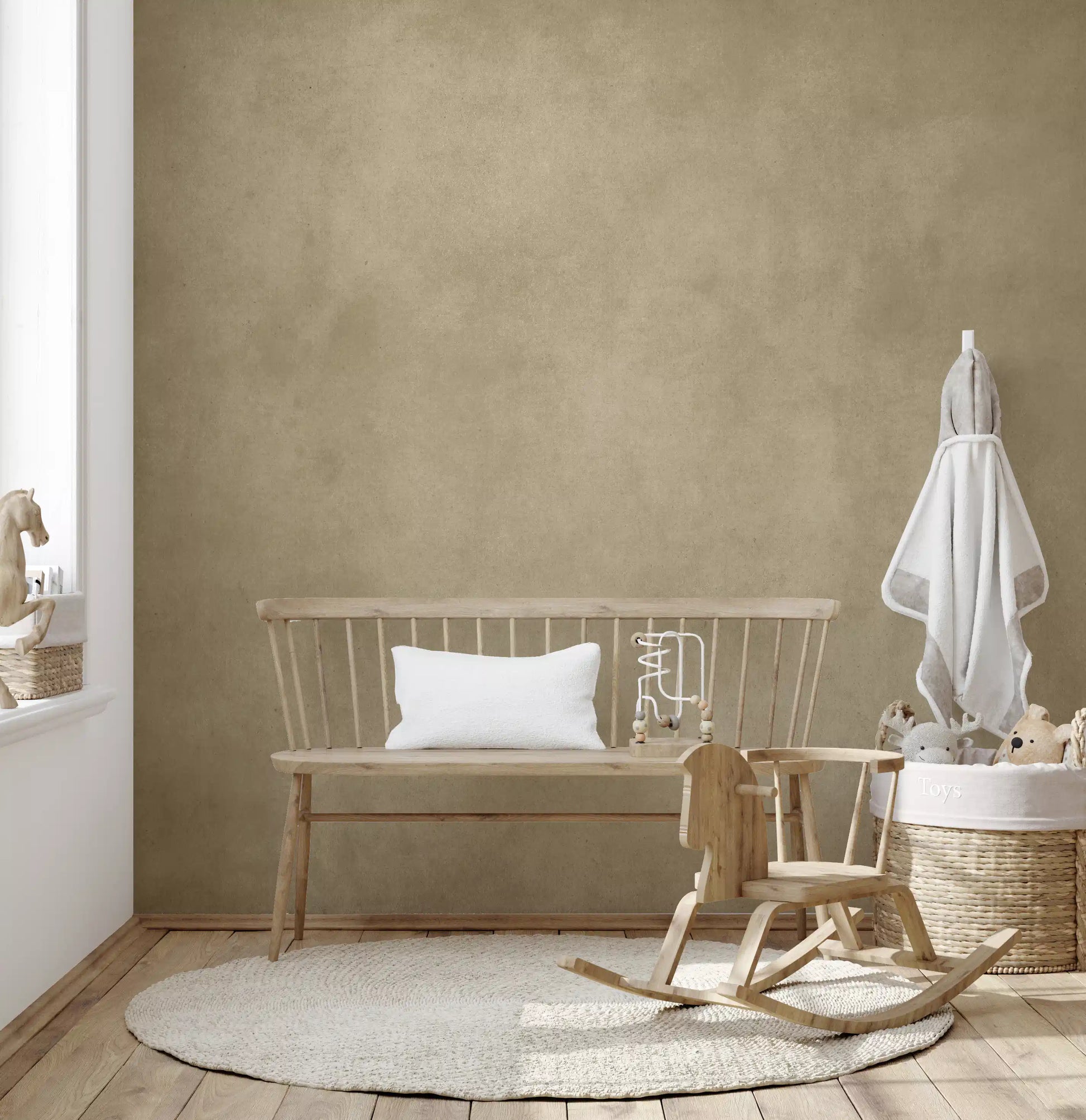 Minimal chamois wall mural, soft tone textured wall mural surface
