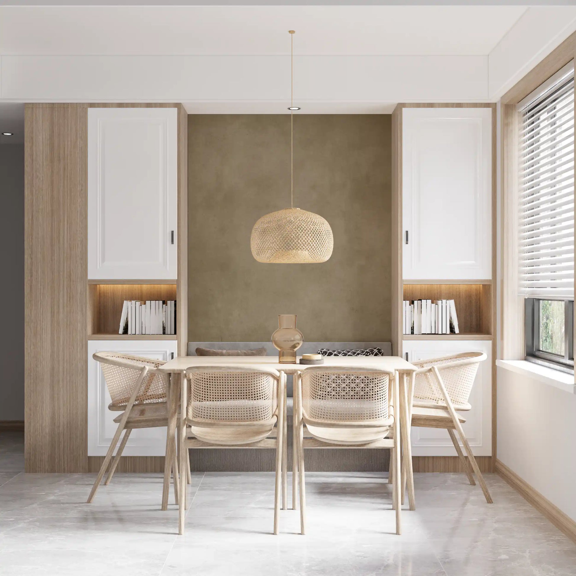 Matte chamois wall mural surface, beige texture wall mural in study room