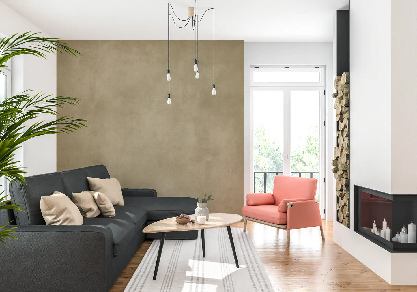 Modern beige wall mural, Dirty Paper Chamois texture wall mural finish
