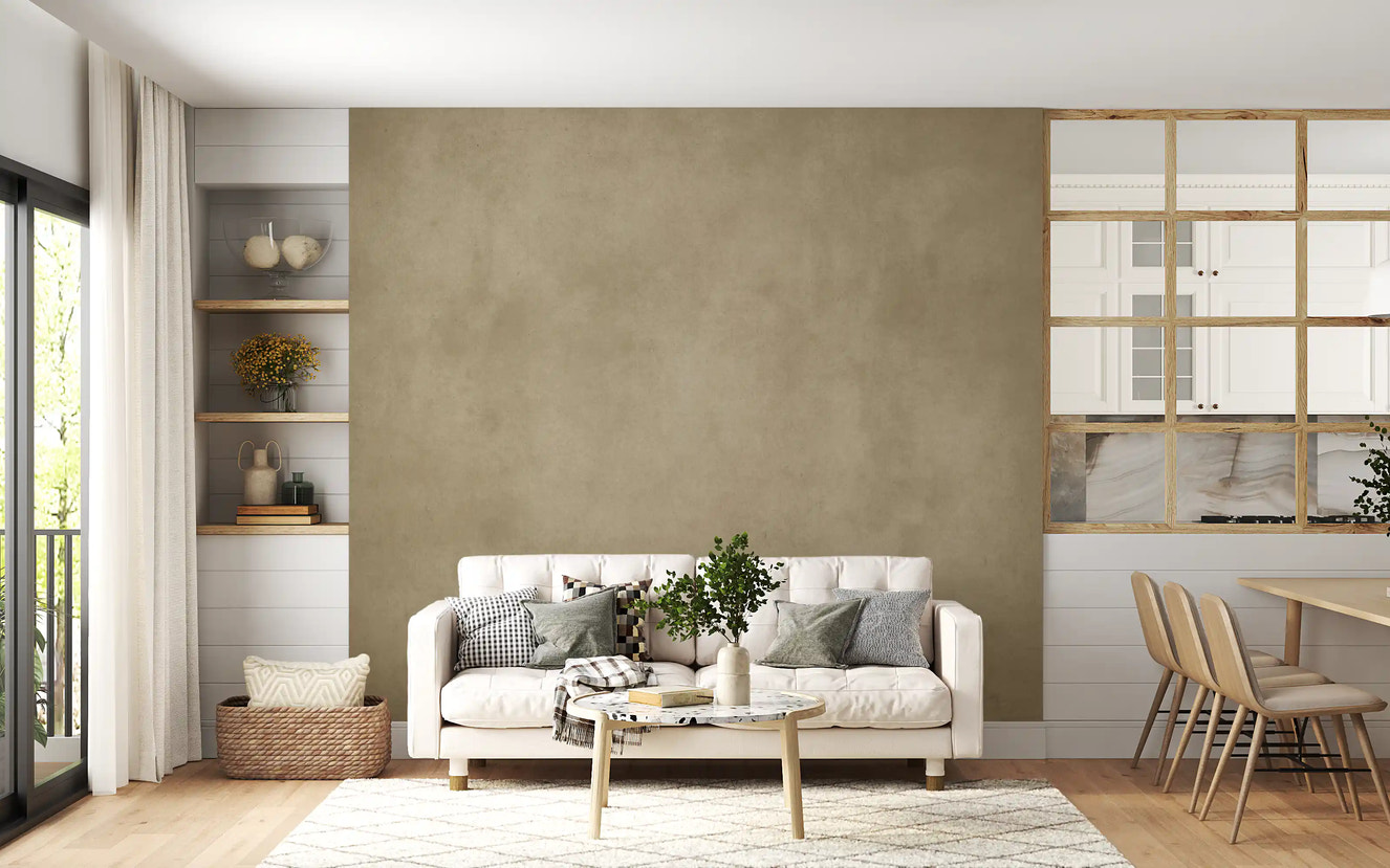 Light beige Dirty Paper Chamois wall mural with soft texture in living room