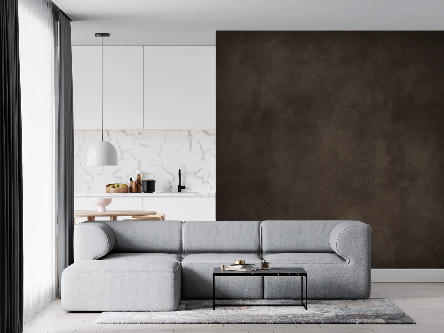 Rich chocolate wall mural texture, dark brown wall mural in office room