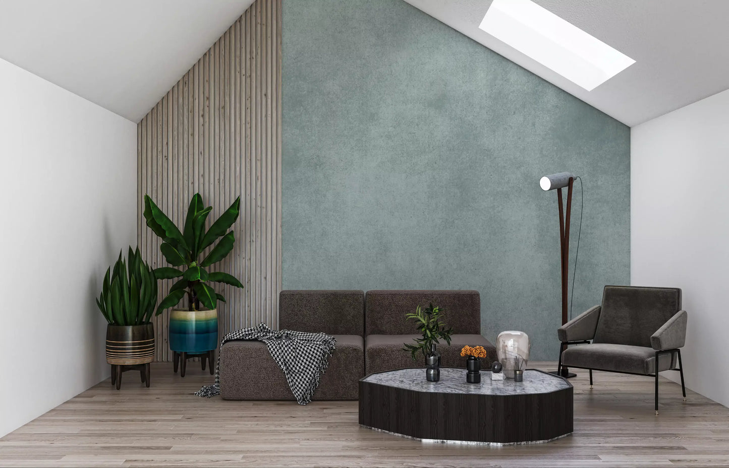 Dirty Paper Pool wall mural in a office with soft aged finish