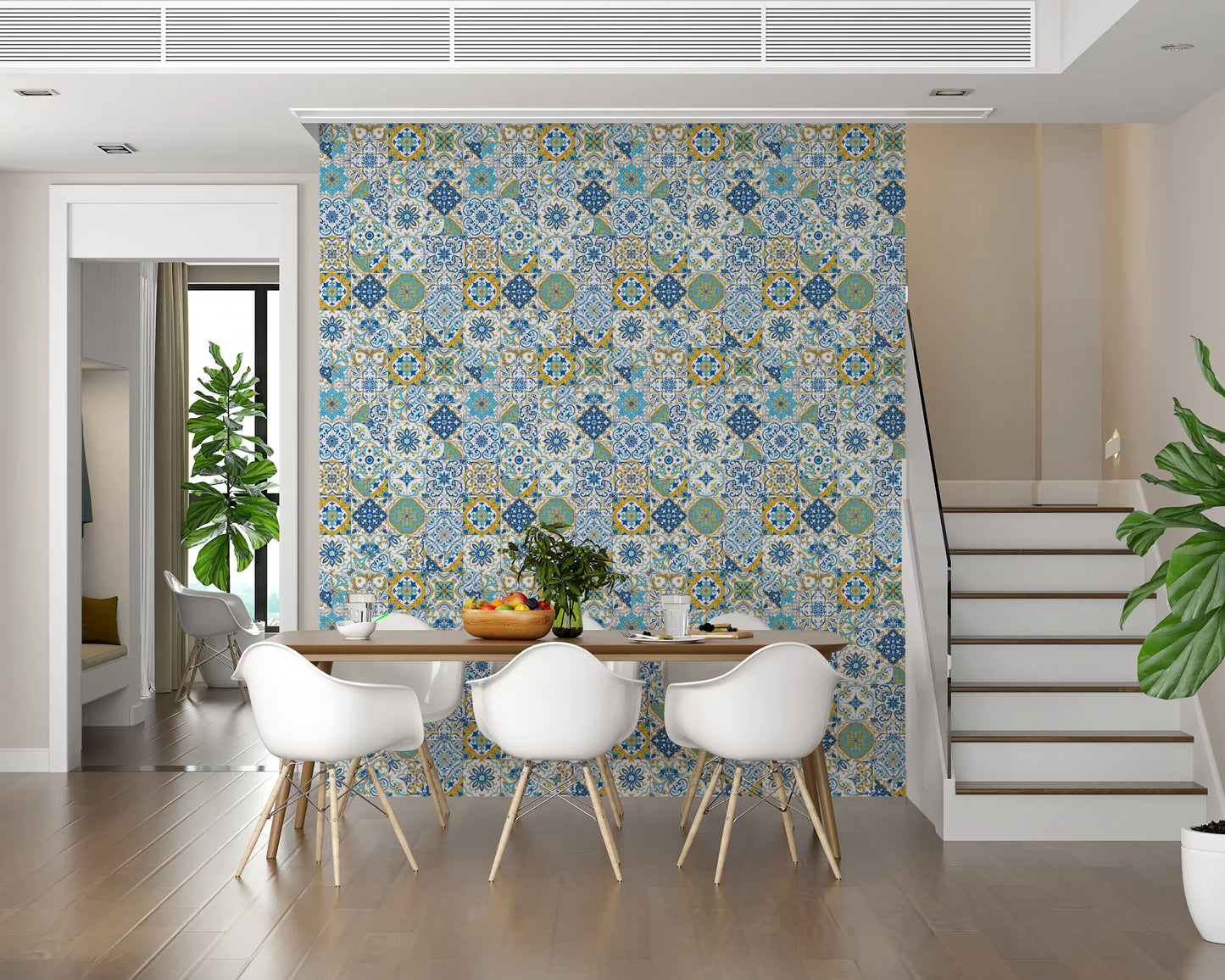 Mediterranean hues/ Azulejo tiles Wallpaper⁠