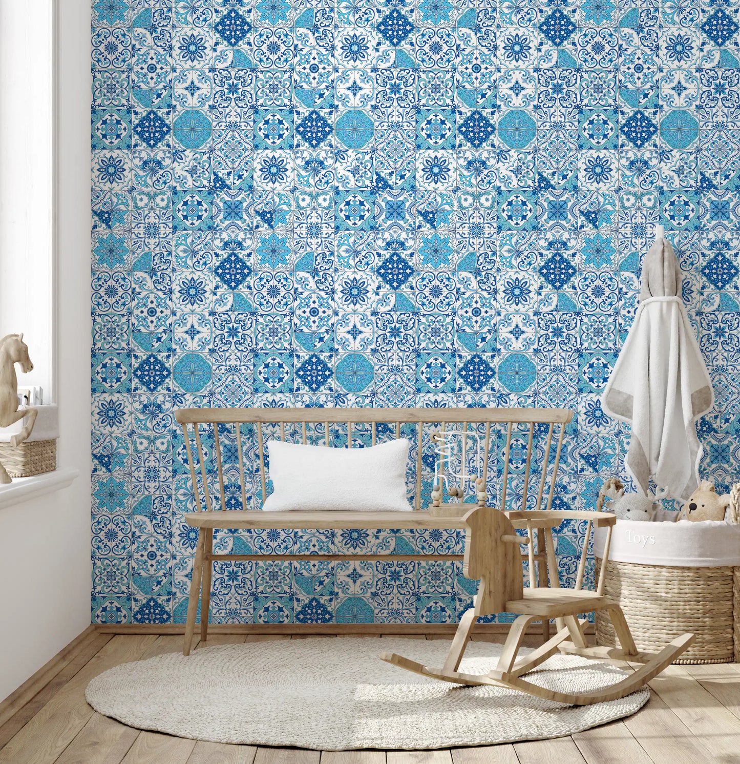 Mediterranean hues/ Azulejo tiles 2 Wallpaper⁠