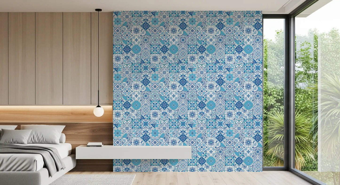 Mediterranean hues/ Azulejo tiles 2 Wallpaper⁠