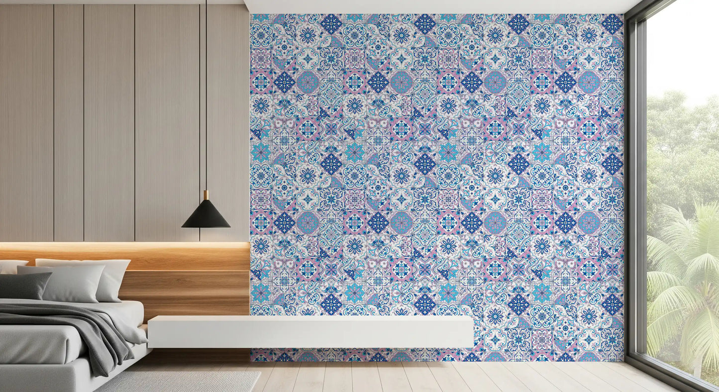 Mediterranean hues/ Azulejo tiles 3 Wallpaper⁠
