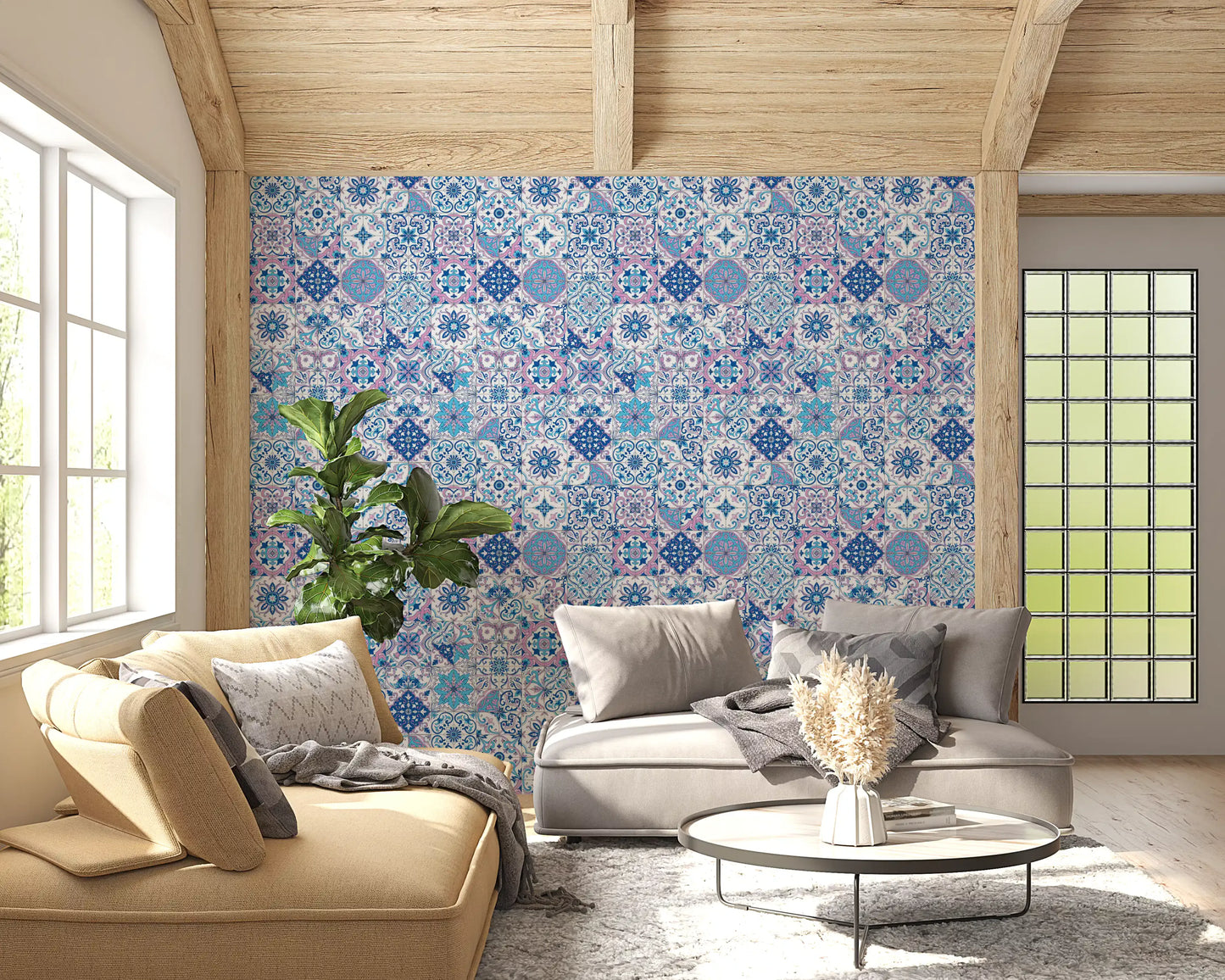 Mediterranean hues/ Azulejo tiles 3 Wallpaper⁠