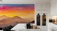 Sunset horizon wall mural with smooth color transitions and depth
