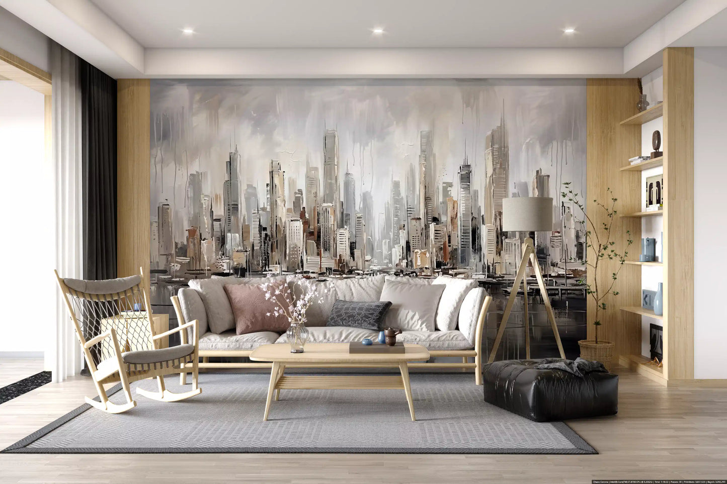 Urban Tide: Cityscape Reflection Art Wall Mural