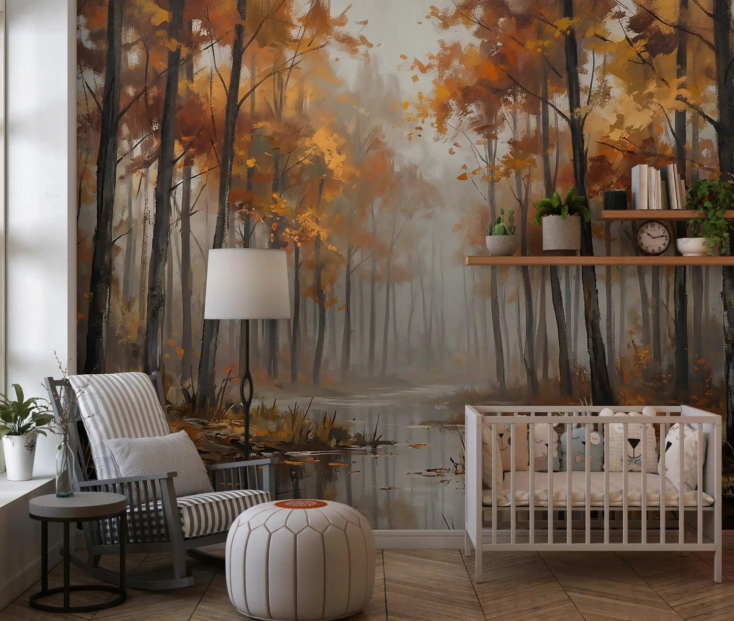 Misty Autumn Reflections Wall Mural