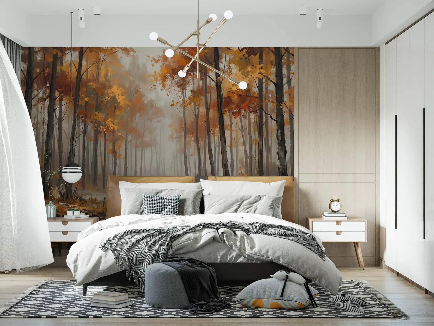 Misty Autumn Reflections Wall Mural