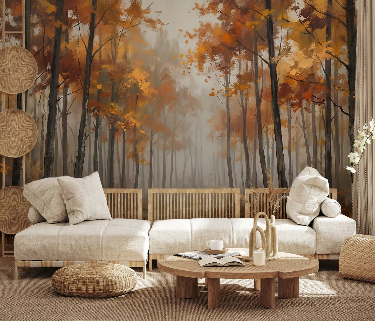 Misty Autumn Reflections Wall Mural