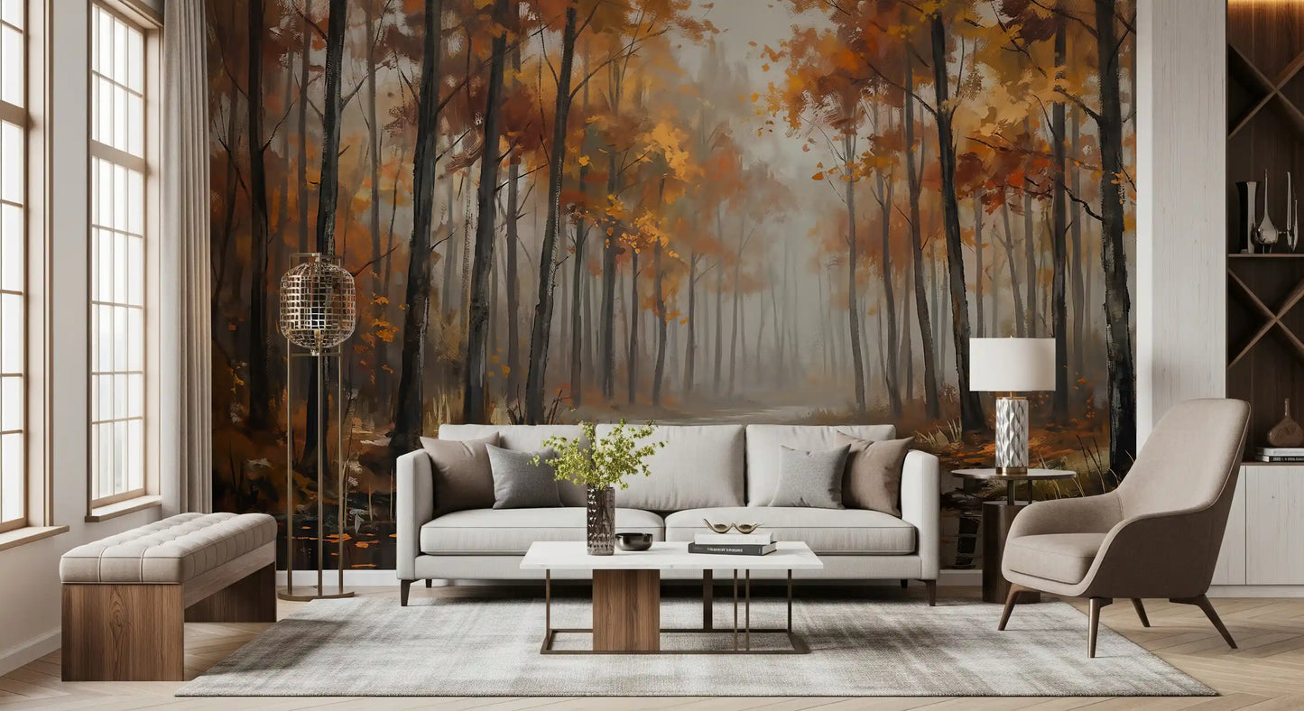 Misty Autumn Reflections Wall Mural