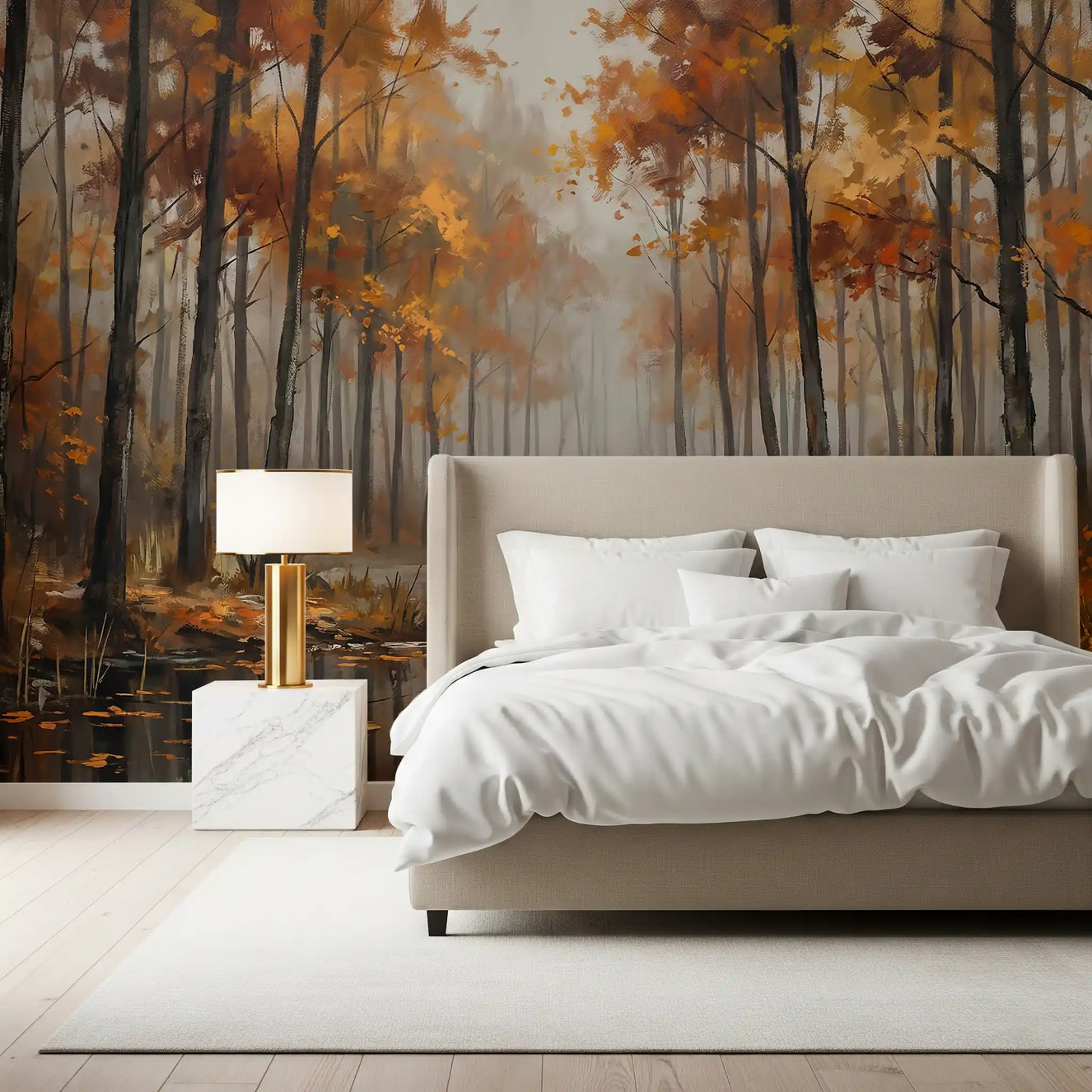 Misty Autumn Reflections Wall Mural