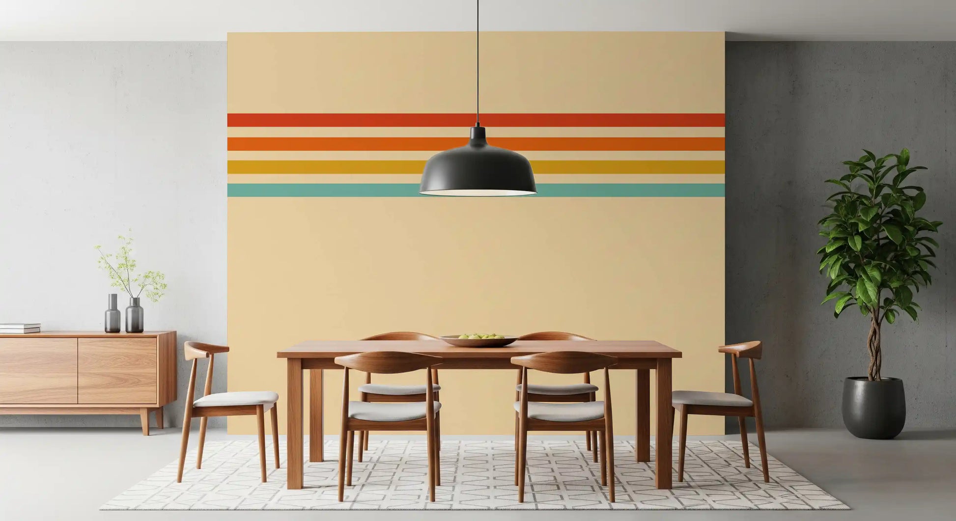 Retro Stripe Revival wall mural showing balanced horizontal stripe design