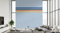 Retro Horizon Stripes wall mural with layered bands and soft color mix