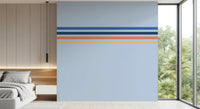 Modern bedroom setup with Retro Horizon Stripes wall mural clean stripe layout
