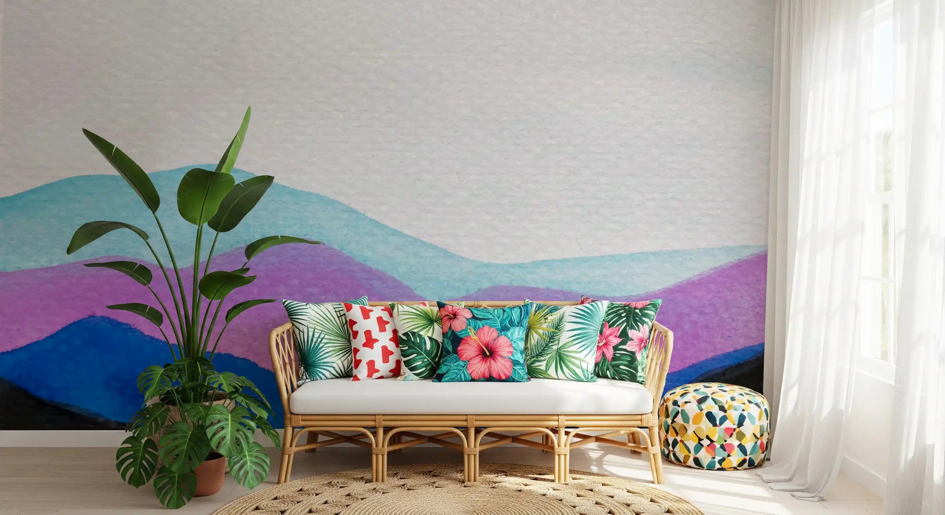 Colorflow Mountain Dream wall mural with watercolor pastel mountain effect
