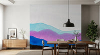 Dining room wall with Colorflow Mountain Dream wall mural soft blue gradients