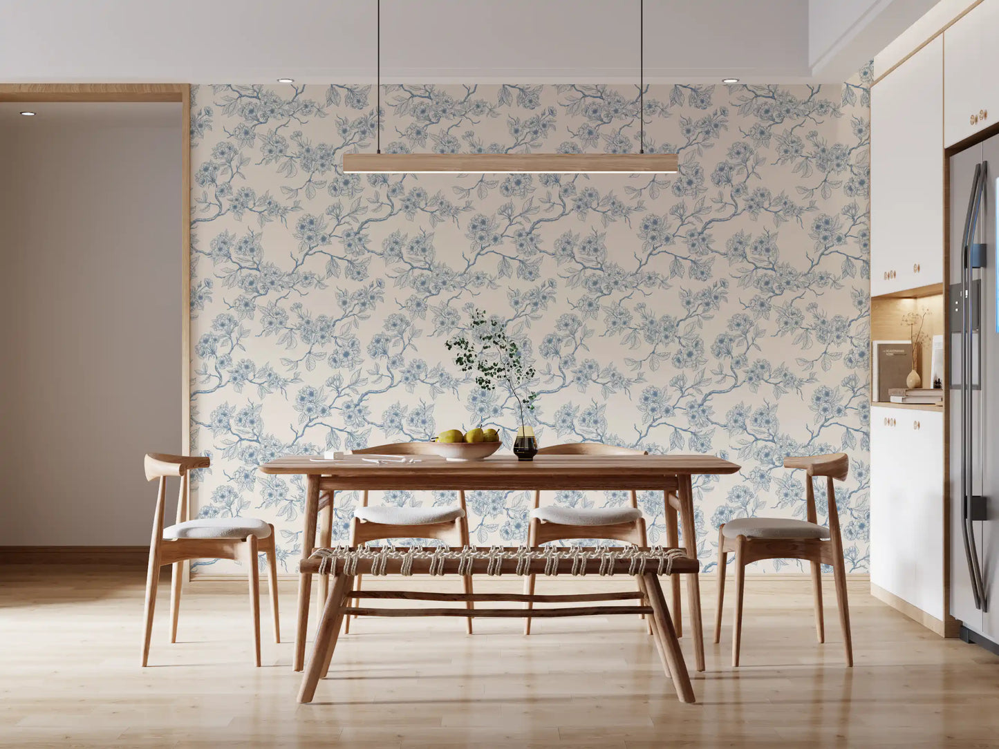 Minimal floral wallpaper with Serene Blossom Branches soft design