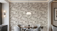 Cherry Blossom Branches wallpaper with off white background and florals