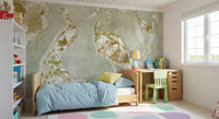 Emerald Green Peacock wall mural showing intricate feather structure